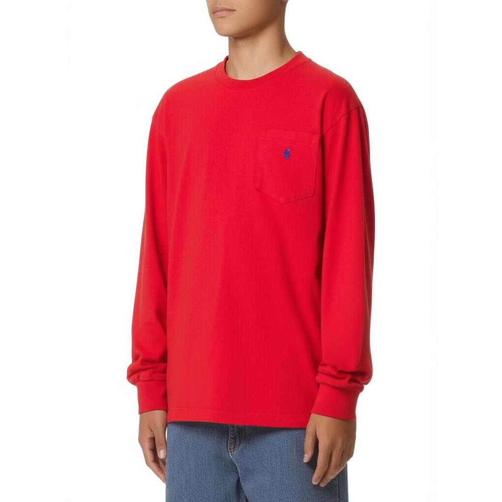 Polo By Ralph Lauren Long Sleeve Shirt Kids‎ Size M Red Casual Patch Pocket
